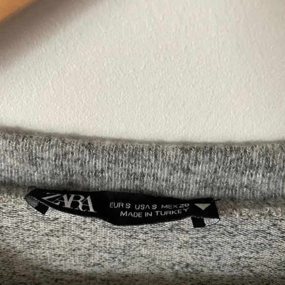Zara GREY Pearl Raw Edge Drop Shoulder Pullover Sweater Heather  Grey Size Small - Picture 6 of 8